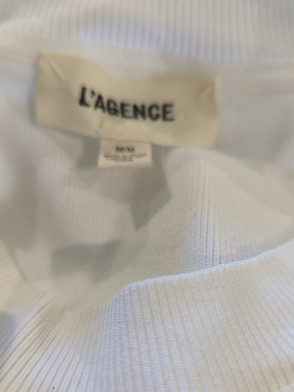 L’AGENCE White Gold Button Ribbed Knit Sweater Size M - Picture 4 of 5
